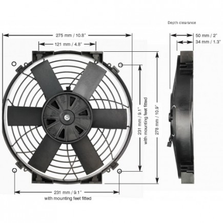 Davies Craig 10 colos (25cm) Thermatic Slimline Eletric Fan (Pusher /  Puller,12V) - 0147