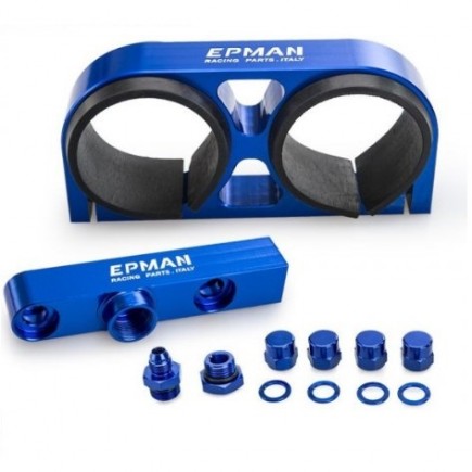 EPMAN Dual Fuel Pump Bracket with Outlet Manifold for Bosch 044 Fuel Pump 2x 60mm (Multiple Colors)