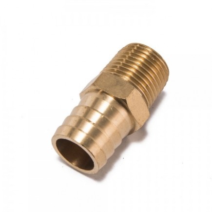 1/2" NPT male to 3/4" Hose Barb reducer fitting - Brass
