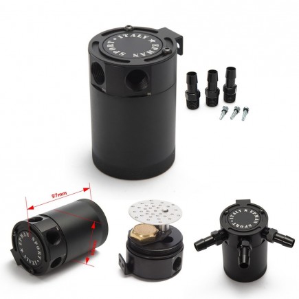 EPMAN 3 Port Oil Catch Can with Internal Filter - Black