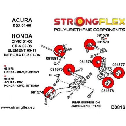 Strongflex Honda / Acura RSX (01-06) Rear Suspension Bush Kit - 086170B