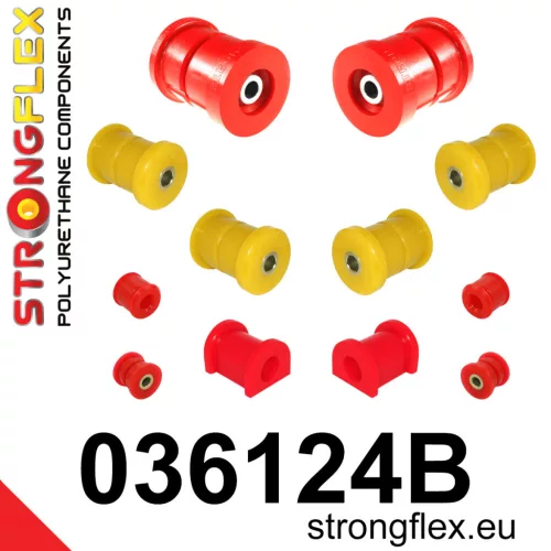 036124B: Rear suspension bush kit 19mm 4 x 031862A eccentric bush 031320 Red