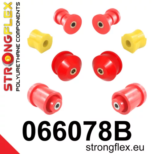 066078B: Front suspension and ream beam bush kit 19mm 061955 - 69.5mm Red