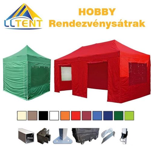 LLTent HOBBY rendezvénysátor oldalfallal - Cappucino barna (7614c) 3mx3m