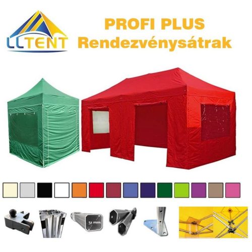 LLTent PROFI PLUS rendezvénysátor oldalfallal - Zöld (3308c)