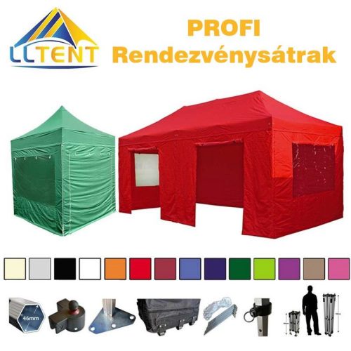 LLTent PROFI rendezvénysátor oldalfallal - Ezüst (427c)