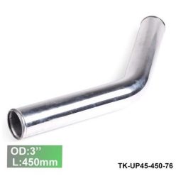  Alumínium cső idom 45 fokos - átmérő 76mm / 3" - hossz 450mm