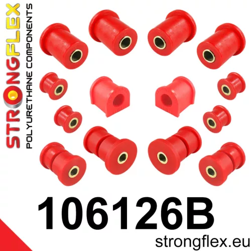106126B: Front suspension polyurethane bush kit 19mm Red