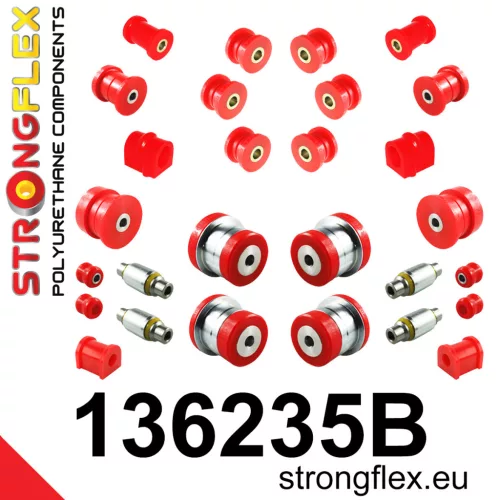 136235B: Full suspension polyurethane bush kit 20mm 14mm Red