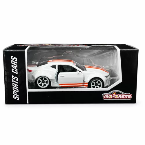 Majorette Sports Cars Chevrolet Camaro autómodell - fehér/narancssárga