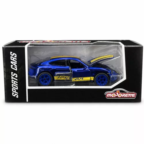Majorette Sports Cars Porsche Taycan Turbo S autómodell - kék/sárga