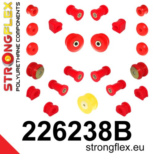 226238B: Full suspension bush kit 17mm Custom 19mm 221707 - 52mm Red