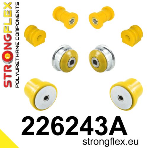 226243A: Front suspension and ream beam bush kit SPORT 16mm Yellow