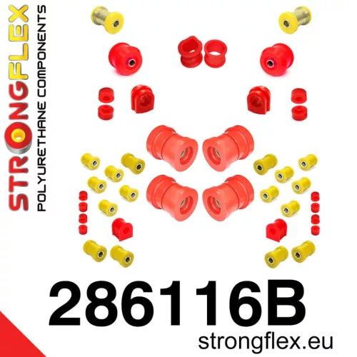 286116B: Full suspension bush kit 27mm Custom 50mm 281263 - 34mm 4 pcs Red