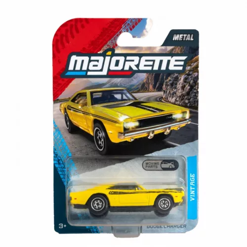 Majorette Vintage Premium Cars Dodge Charger R/T autómodell - sárga