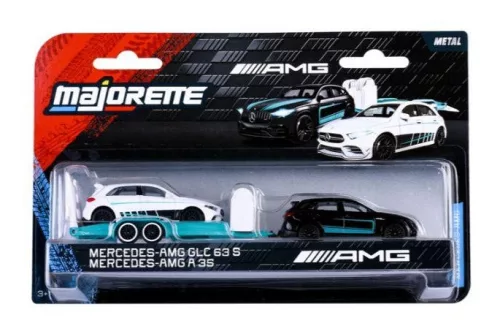 Majorette Mercedes-AMG GLC 63 S + Mercedes-AMG A 35 Deluxe Trailer szett 1:64
