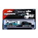 Majorette Mercedes-AMG GLC 63 S + Mercedes-AMG A 35 Deluxe Trailer szett 1:64