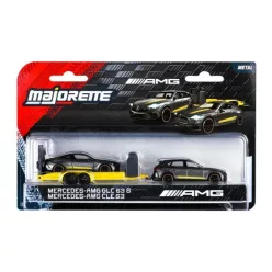   Majorette Mercedes-AMG GLC 63 S + Mercedes-AMG CLE 53 Deluxe Trailer szett 1:64