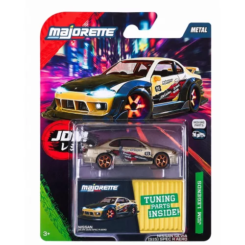 Majorette JDM Legends Deluxe Cars Nissan Silvia (S15) Spec R Aero autómodell - arany/fekete