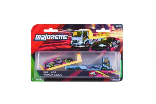 Majorette JDM Legends Isuzu NPR + Honda S2000 autószállító szett 1:64