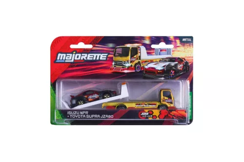 Majorette JDM Legends Isuzu NPR + Toyota Supra JZA80 autószállító szett 1:64