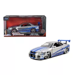   Jada Fast & Furious Brian Nissan Skyline GT-R (BNR34) autómodell 1:24 - ezüst/kék