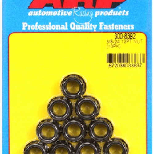 "3/8""-24. 1/2"" socket. .645 flange OD. 12pt nut kit" (10pc