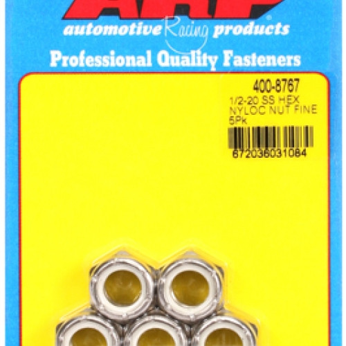 "1/2""-20 SS fine nyloc hex nut kit" (5pcs)