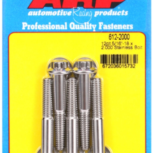 "5/16""-18 x 2.000 12pt SS bolts" (5pcs)