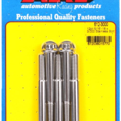 "5/16""-18 x 3.000 12pt SS bolts" (5pcs)