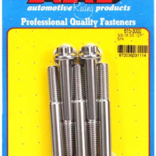 "3/8""-16 x 3.000 12pt 7/16 wrenching SS bolts" (5pcs)