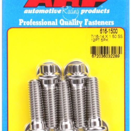 "7/16""-14 X 1.500 12pt SS bolts" (5pcs)
