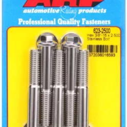 "3/8""-16 x 2.500 hex SS bolts" (5pcs)