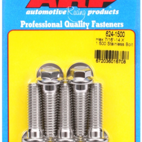 "7/16""-14 X 1.500 hex 1/2 wrenching SS bolts" (5pcs)