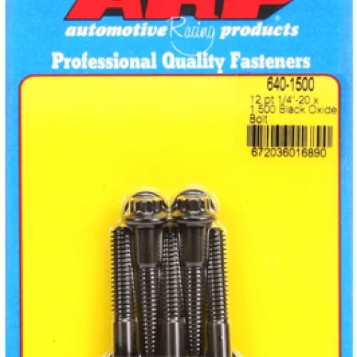 "1/4""-20 x 1.500 12pt black oxide bolts" (5pcs)