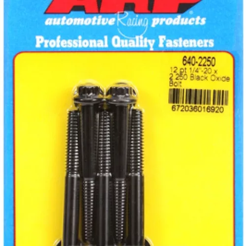 "1/4""-20 x 2.250 12pt black oxide bolts" (5pcs)