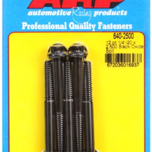 "1/4""-20 x 2.500 12pt black oxide bolts" (5pcs)
