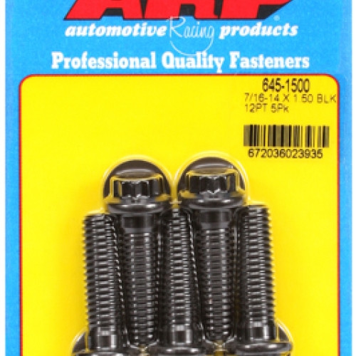 "7/16""-14 X 1.500 12pt 1/2 wrenching black oxide bolts"5pcs
