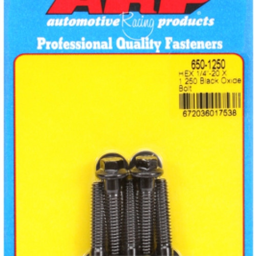 "1/4""-20 X 1.250 hex black oxide bolts" (5pcs)