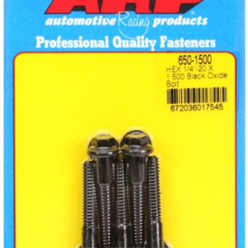 "1/4""-20 X 1.500 hex black oxide bolts" (5pcs)