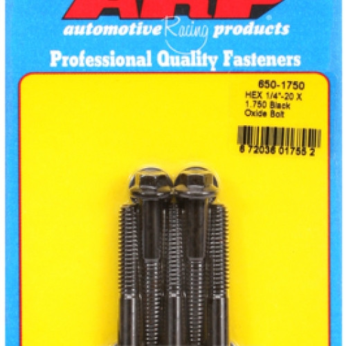"1/4""-20 X 1.750 hex black oxide bolts" (5pcs)