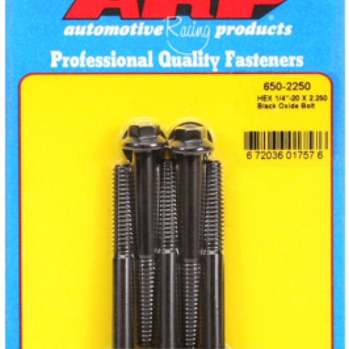 "1/4""-20 X 2.250 hex black oxide bolts" (5pcs)