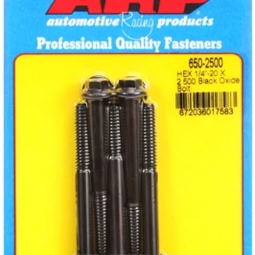 "1/4""-20 X 2.500 hex black oxide bolts" (5pcs)