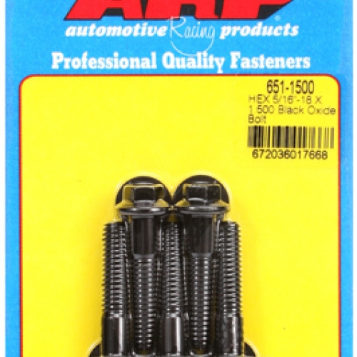 "5/16""-18 X 1.500 hex black oxide bolts" (5pcs)