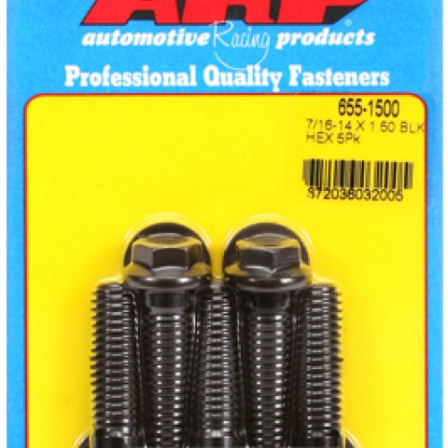 "7/16""-14 X 1.500 hex 1/2 wrenching black oxide bolts" 5pcs