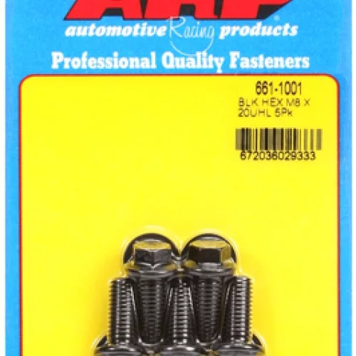 M8 x 1.25 x 20 hex black oxide bolts (5pcs)