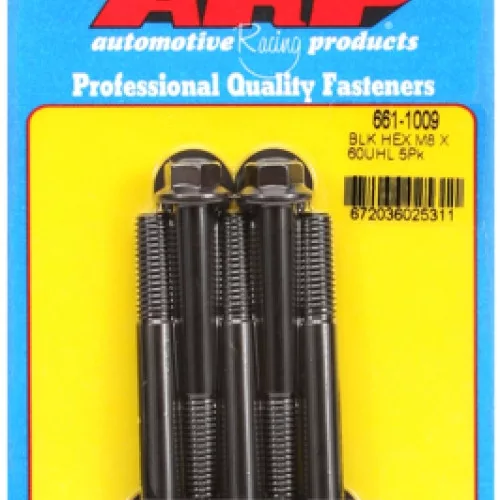 M8 x 1.25 x 60  hex black oxide bolts (5pcs)