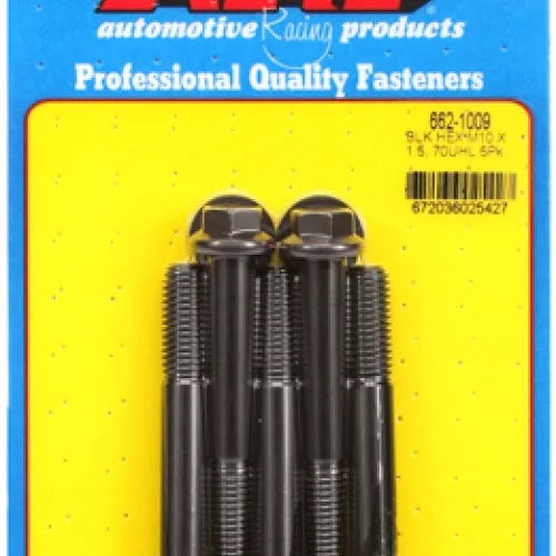 M10 x 1.50 x 70 hex black oxide bolts (5pcs)