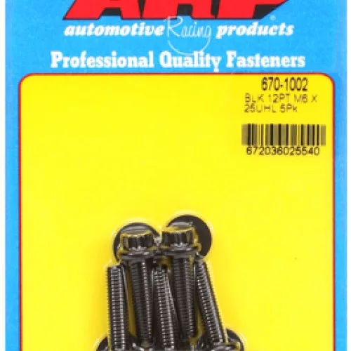 M6 x 1.00 x 25 12pt black oxide bolts (5pcs)