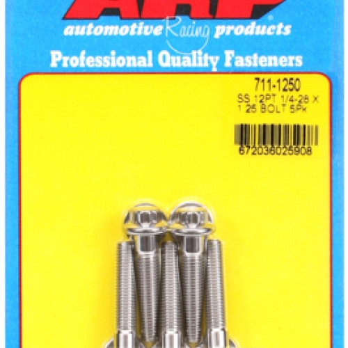 "1/4""-28 x 1.250 12pt SS bolts" (5pcs)